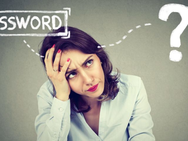 WebAuthn blog post image: Desperate young woman trying to log into her computer forgot password