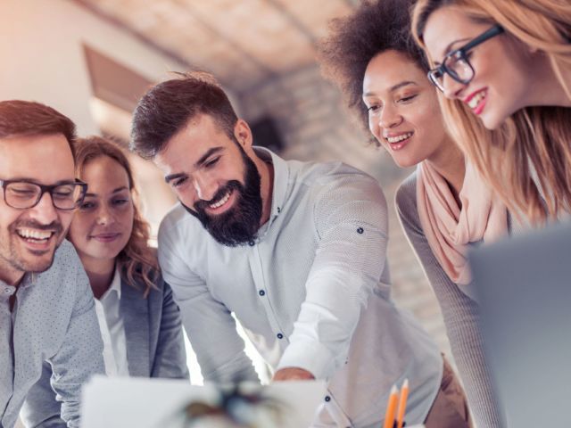 Young business people in modern office